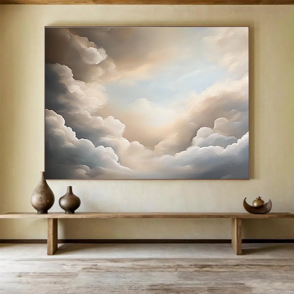 Serene Neutral Cloudscape Abstract Painting ABS132