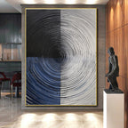 Circular Abstract Painting with Textured Rings WINK832