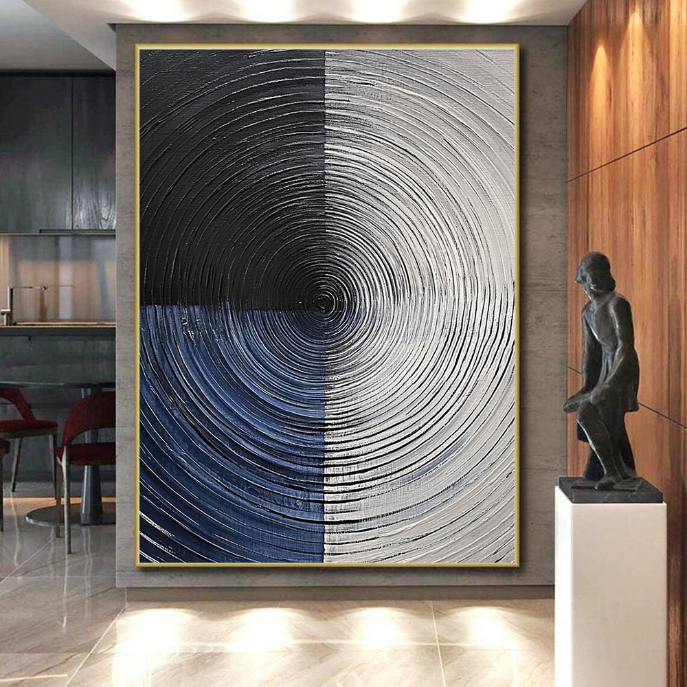 Circular Abstract Painting with Textured Rings WINK832