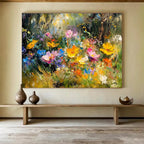 Vivid Wildflower Meadow Painting with Lush Colorful Blooms ABS559