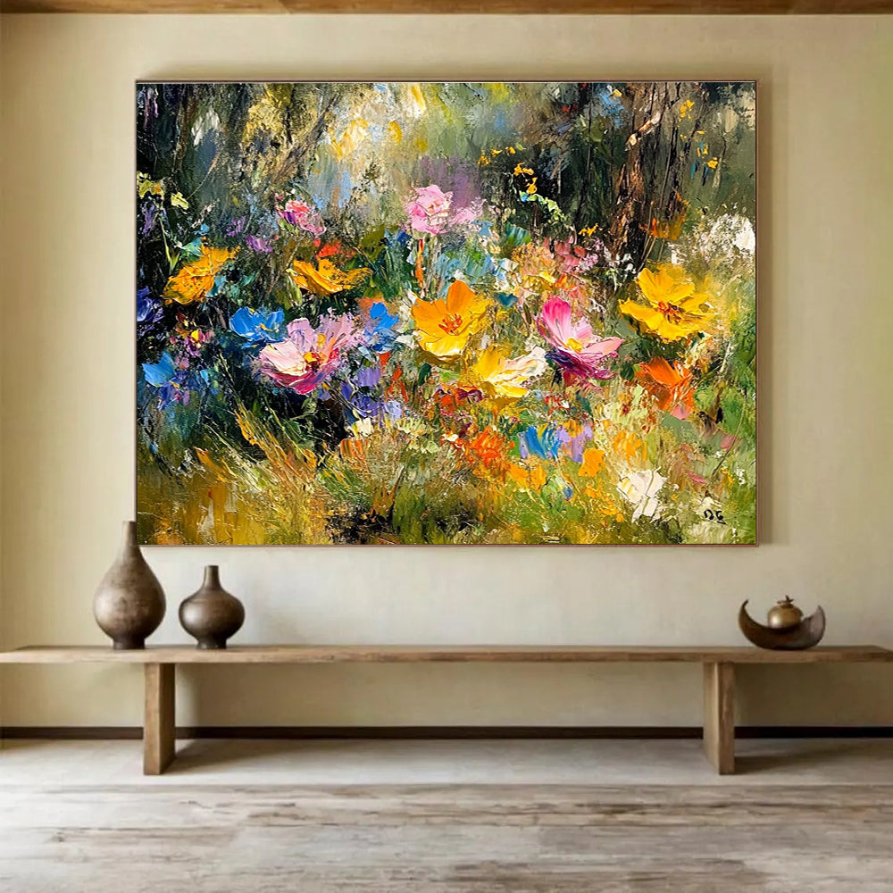 Vivid Wildflower Meadow Painting with Lush Colorful Blooms ABS559
