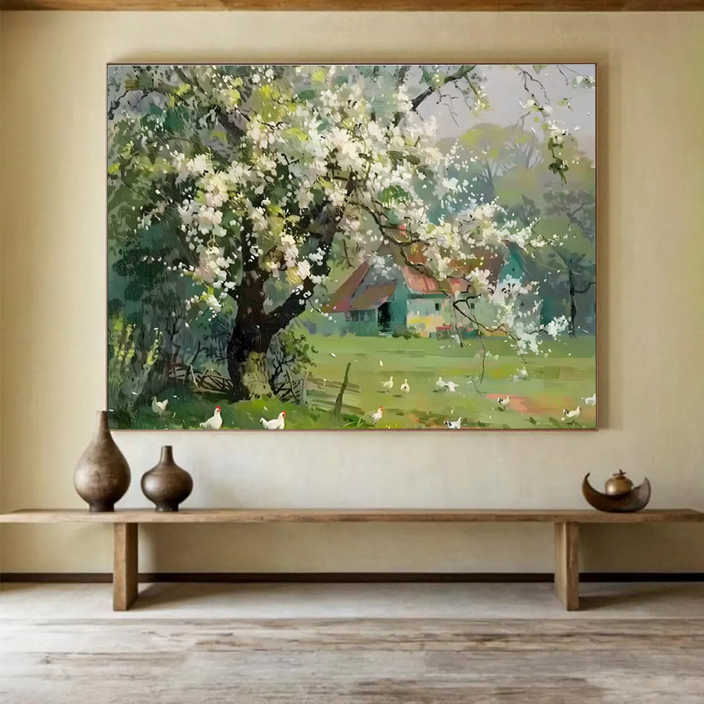 Spring Farmhouse Abstract Painting for Rustic Kitchen Decor YHT215
