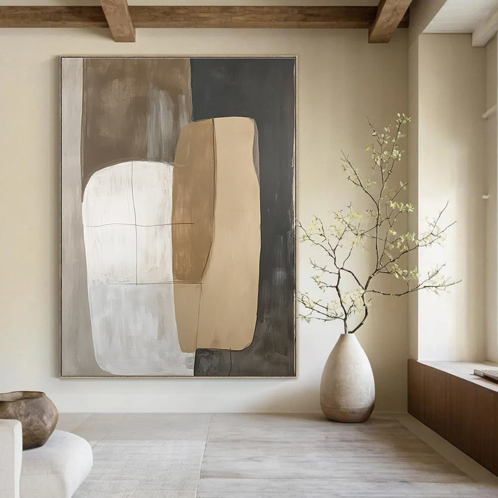 Neutral Color - Block Abstract Painting for Serene - Themed Living Rooms GAB0968
