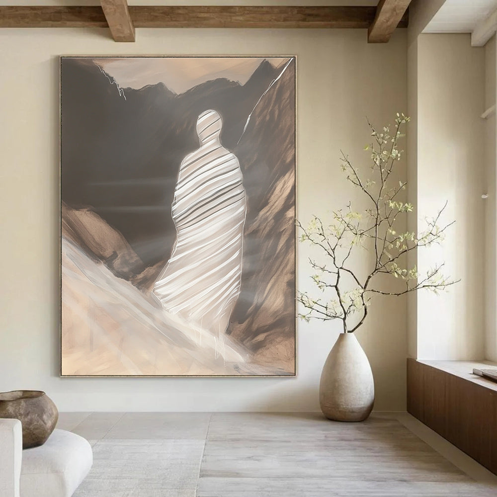 Figure in Mountainous Landscape - Mysterious Figurative Abstract Art GAB0427