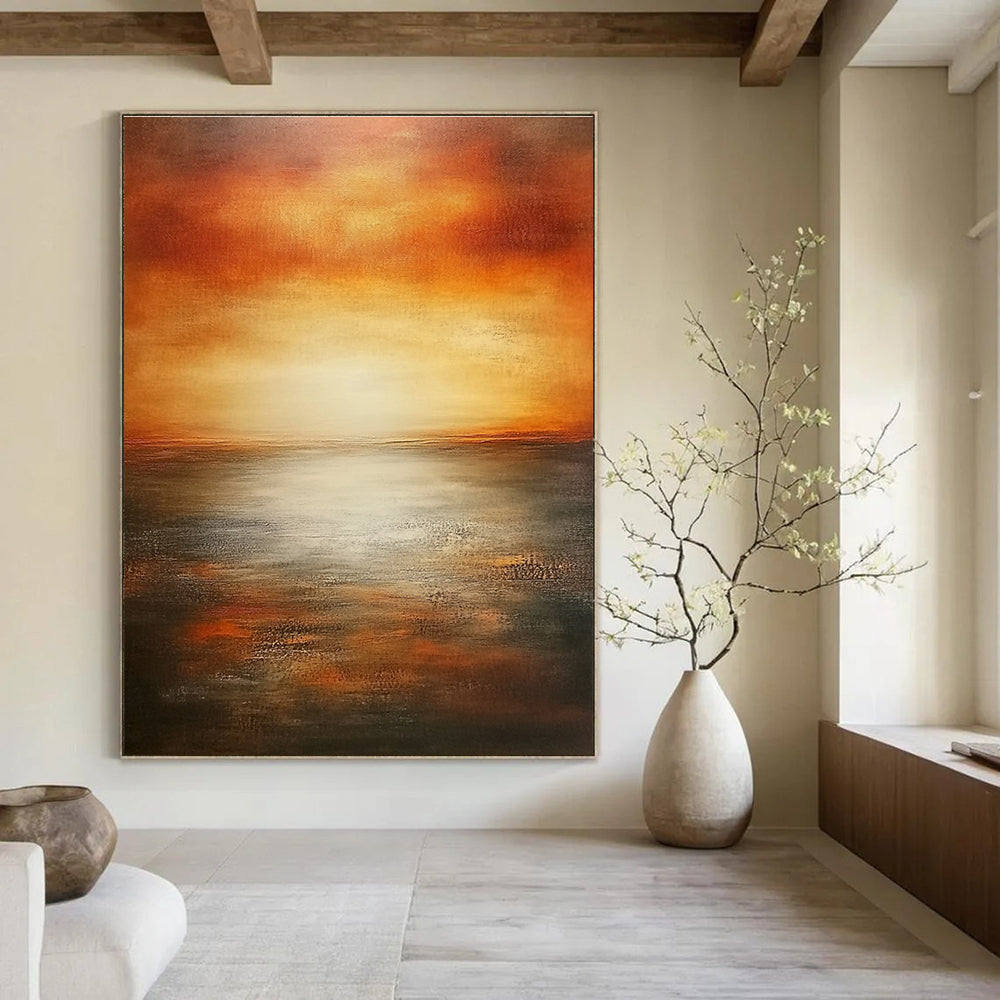 Sunset Over Sea - Serene Seascape Abstract Painting GAB0600