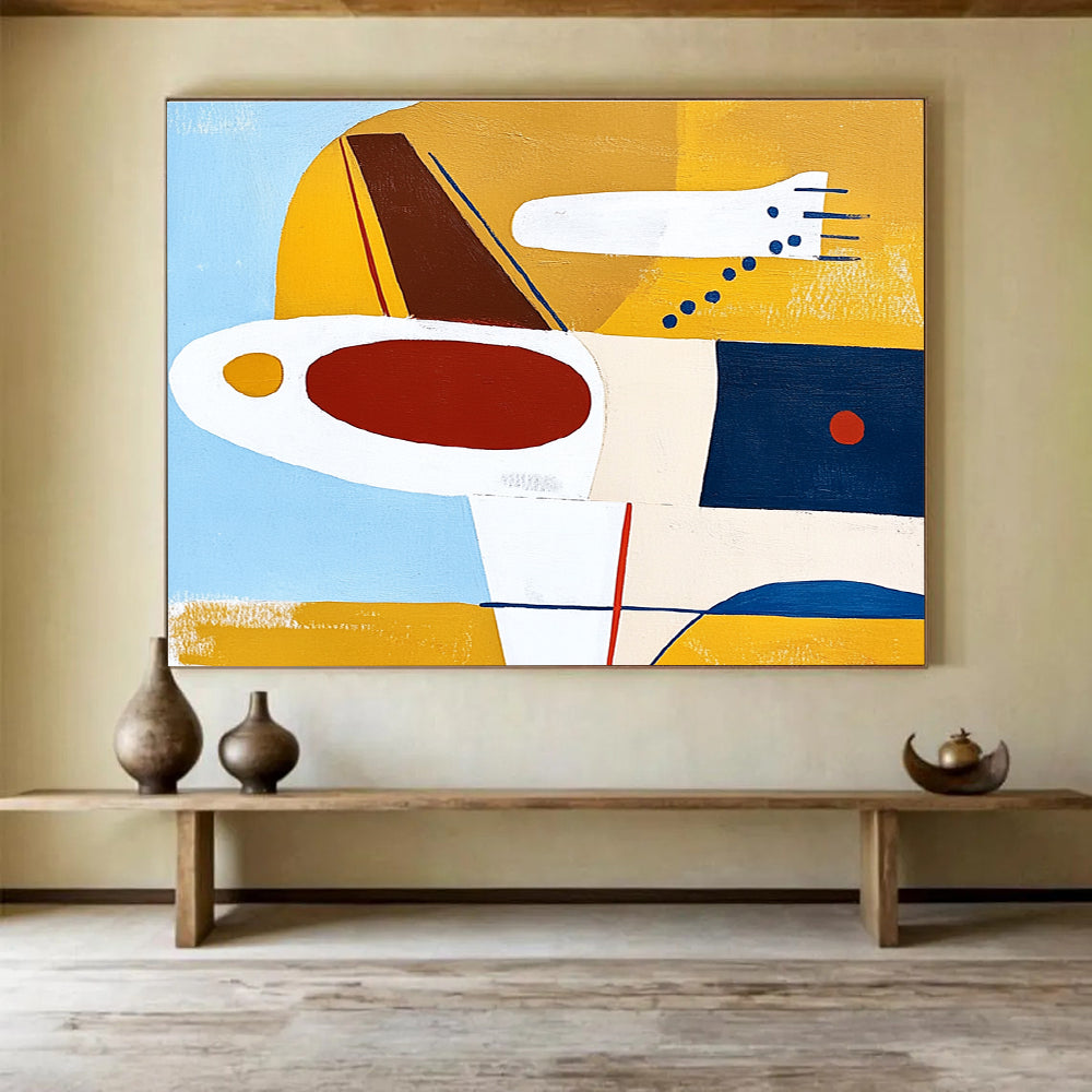 Color - Blocked Geometric Aircraft Abstract Painting ABS201
