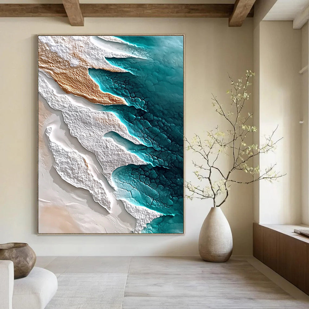 Aerial Blue and White Textures Abstract Painting of Natural Patterns GAB0151