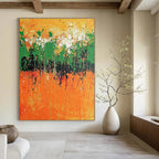 Orange Green Abstract - Energetic Abstract Painting GAB0637