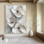 Subtle Floral Relief Abstract Painting for Neutral - Toned Offices GAB1005