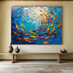 Colorful Fish Abstract Painting for Nautical - Themed Restaurants YHT199