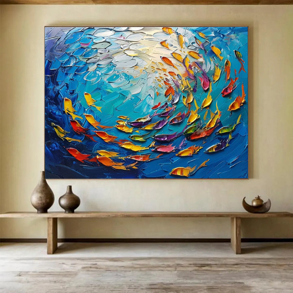 Colorful Fish Abstract Painting for Nautical - Themed Restaurants YHT199