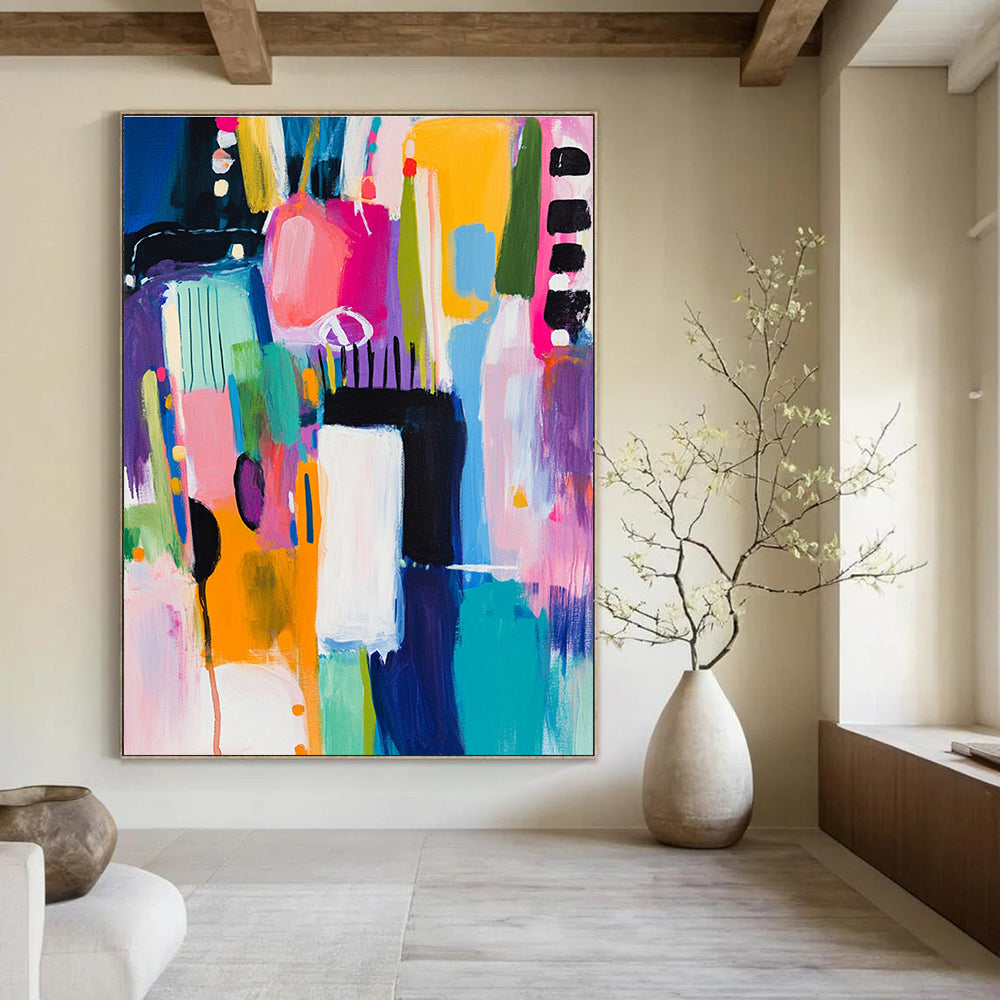 Colorful Abstract Blocks Painting for Playful Kids' Rooms GAB1143