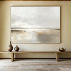 Minimalist Monochrome Lake Abstract Painting with a Hazy Atmosphere ABS225