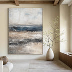 Gray and Blue Sea Abstract Painting for Coastal - Inspired Homes GAB0976