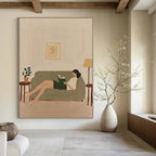 Woman Reading on Sofa - Cozy Domestic Abstract Art GAB0421