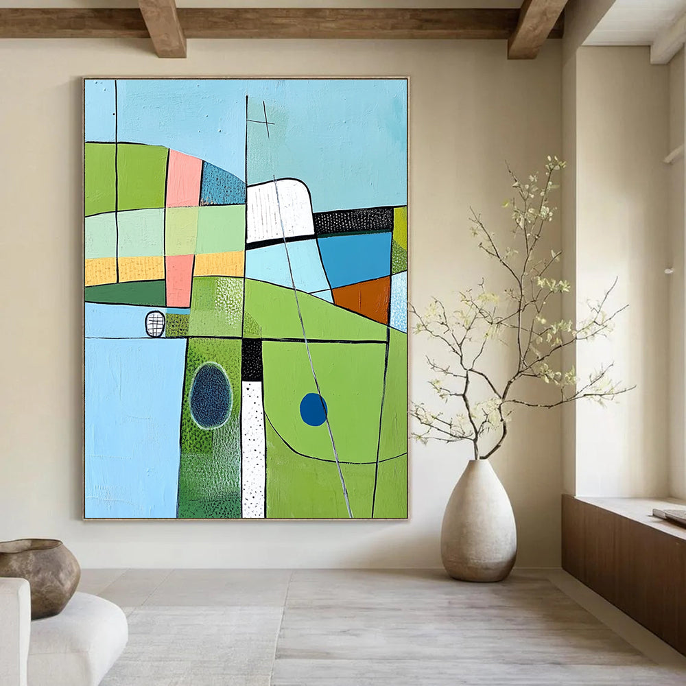Geometric Landscape Art Modern Scenic Abstract Painting GAB0263