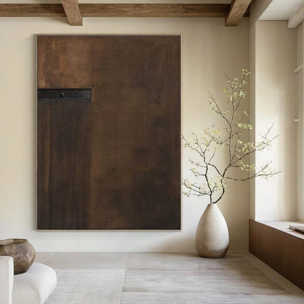Minimalist Brown Abstract Painting for Contemporary Art Galleries HENG512
