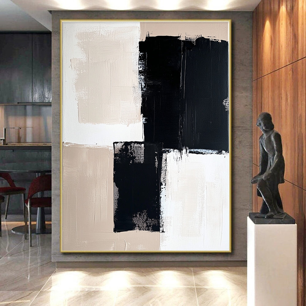Monochrome Geometric Abstract Painting with Bold Simplicity WINK503