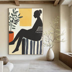 Silhouette with Plant Abstract Painting for Modern - Styled Studies GAB1024