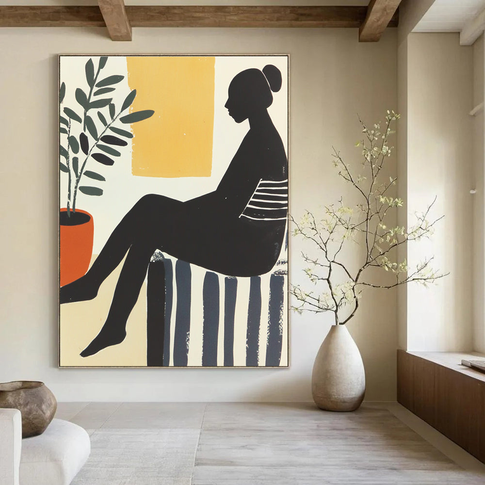 Silhouette with Plant Abstract Painting for Modern - Styled Studies GAB1024