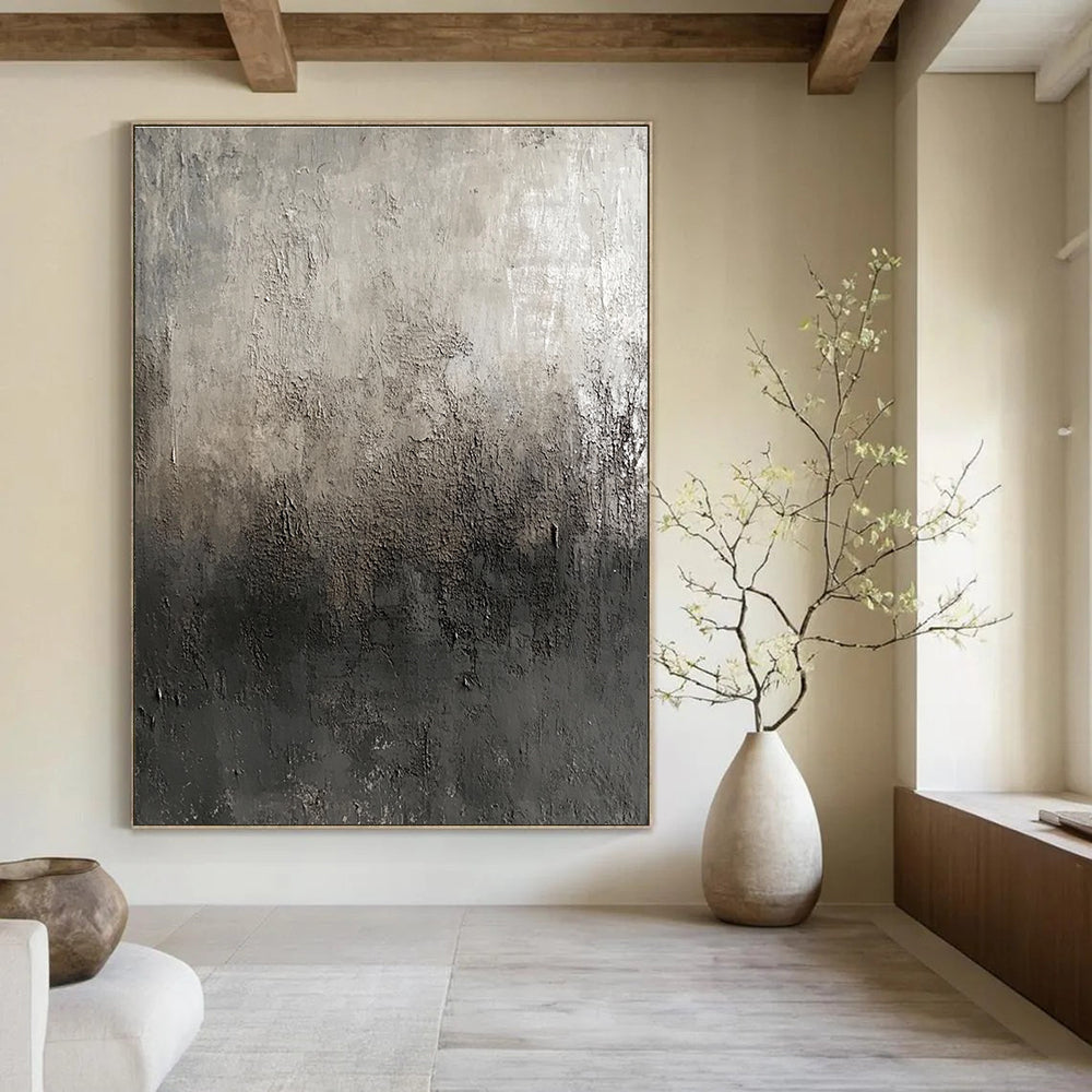 Textured Gray Gradient Abstract Painting for Industrial - Styled Lofts GAB1107