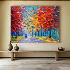 Autumn Stroll Abstract Painting for Cozy Living Rooms YHT200
