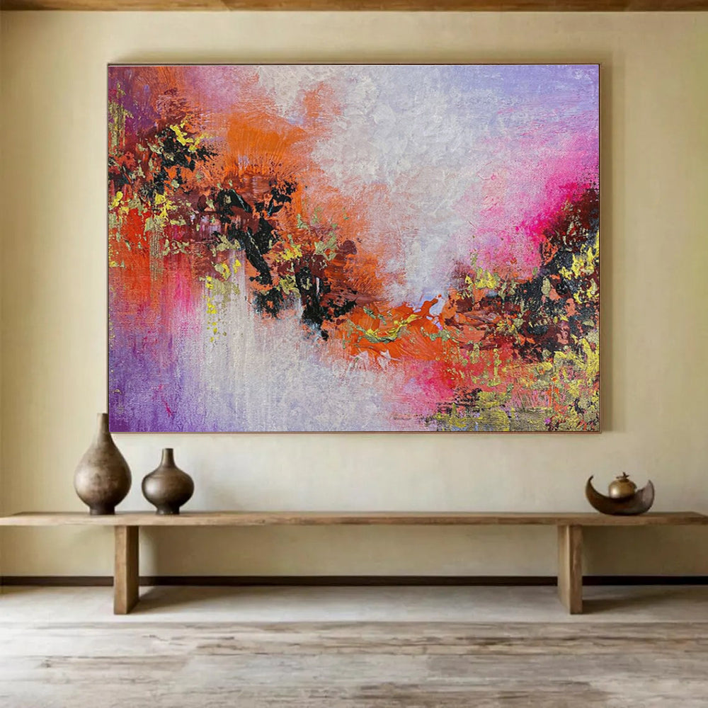 Purple and Orange Abstract Painting for Bohemian - Styled Cafes YHT366