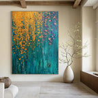 Blue and Orange Impasto Expressive Abstract Painting GAB0373