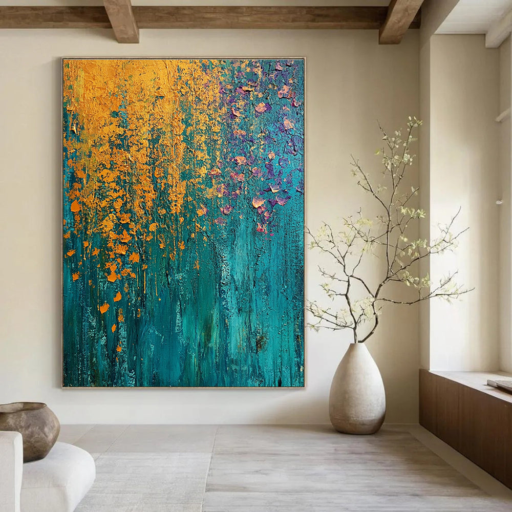 Blue and Orange Impasto Expressive Abstract Painting GAB0373
