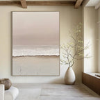 Minimalist Beige and White Abstract Painting of Quiet Serenity GAB0086