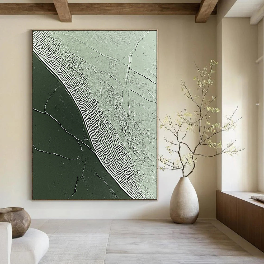 Green Textured Patterns Abstract Painting of Natural Rhythms GAB0092
