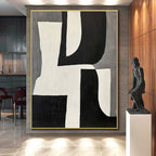 Geometric Black White Gray Abstract Painting with Clean Forms WINK611