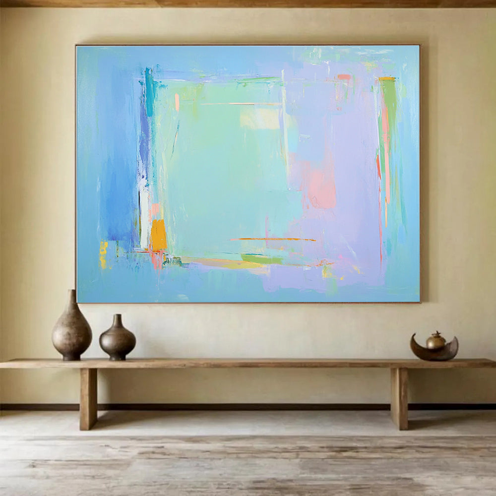 Pastel Color Field Abstract Painting with Soft Blended Hues ABS535