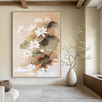 Traditional Lotus Flowers Elegant Floral Abstract Painting GAB0271