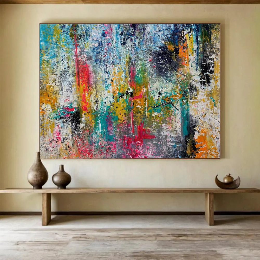 Colorful Abstract Splash Painting for Vibrant Living Rooms YHT330