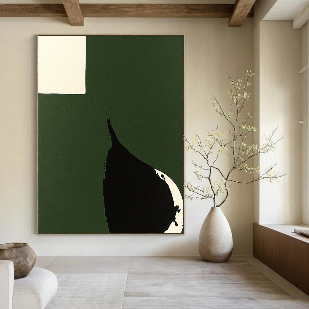 Green Black White Abstract - Bold Shape Art GAB0562