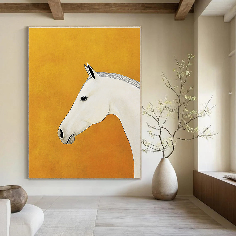 White Horse Portrait Stylized Equine Abstract Painting GAB0229
