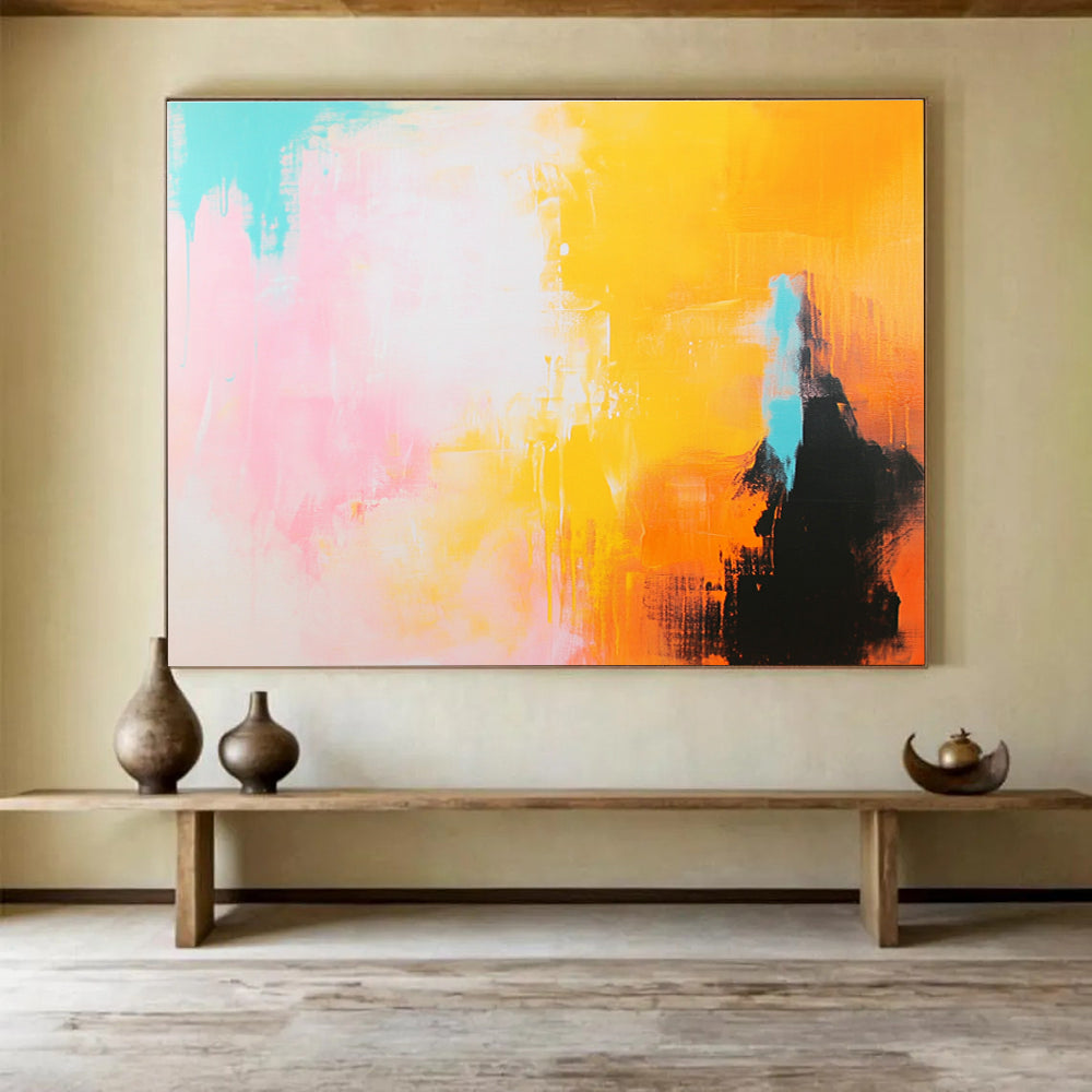 Vibrant Color Explosion Abstract Painting with Energetic Brushstrokes ABS413