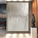 Dripping Silver Abstract Painting with Subtle Drama WINK305