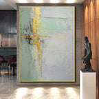 Green Gold Gray Abstract Painting with Calm Refinement WINK529