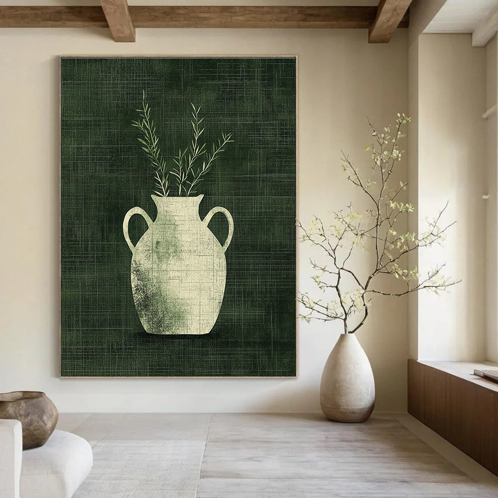 Vase with Greenery Minimalist Still Life Abstract Painting GAB0220
