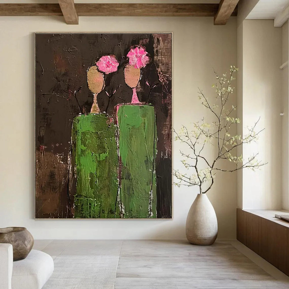 Flower - Head Figures Abstract Painting for Bohemian - Style Cafes HENG080
