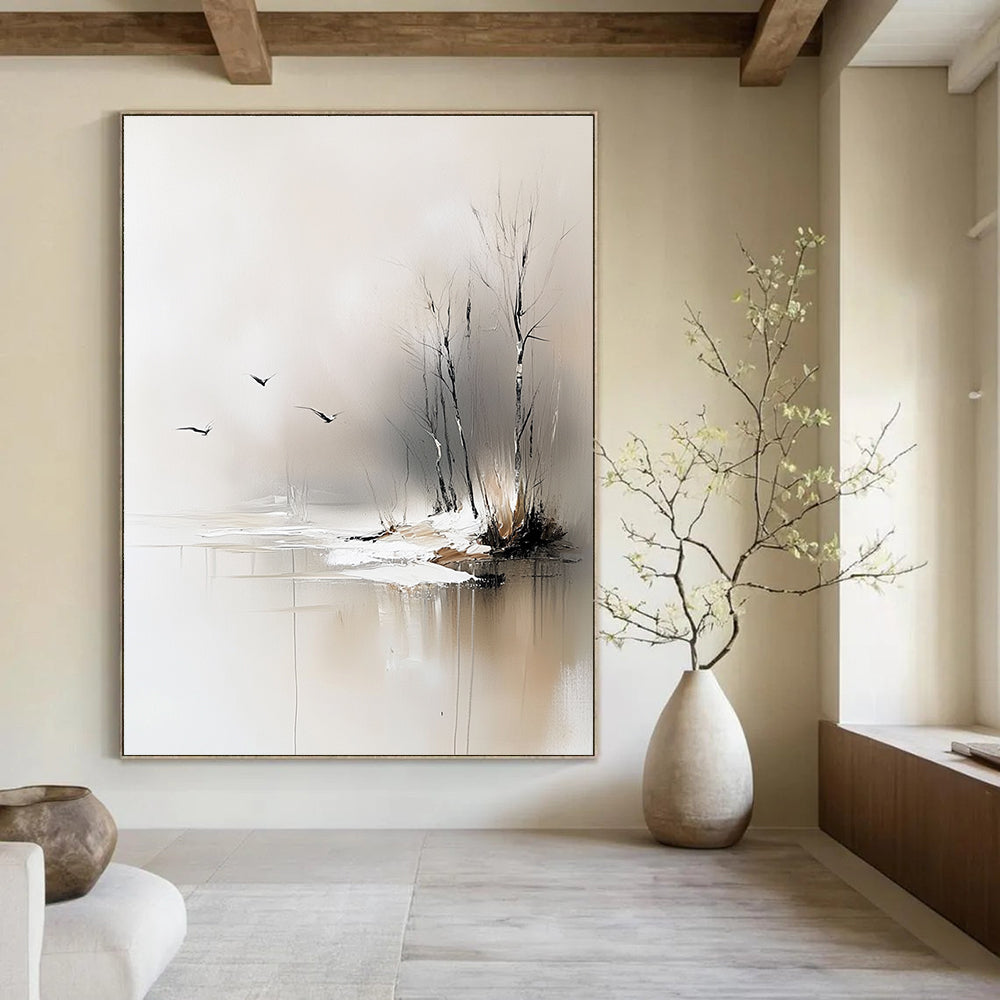 Winter Lake Abstract - Serene Snowy Landscape Art GAB0539