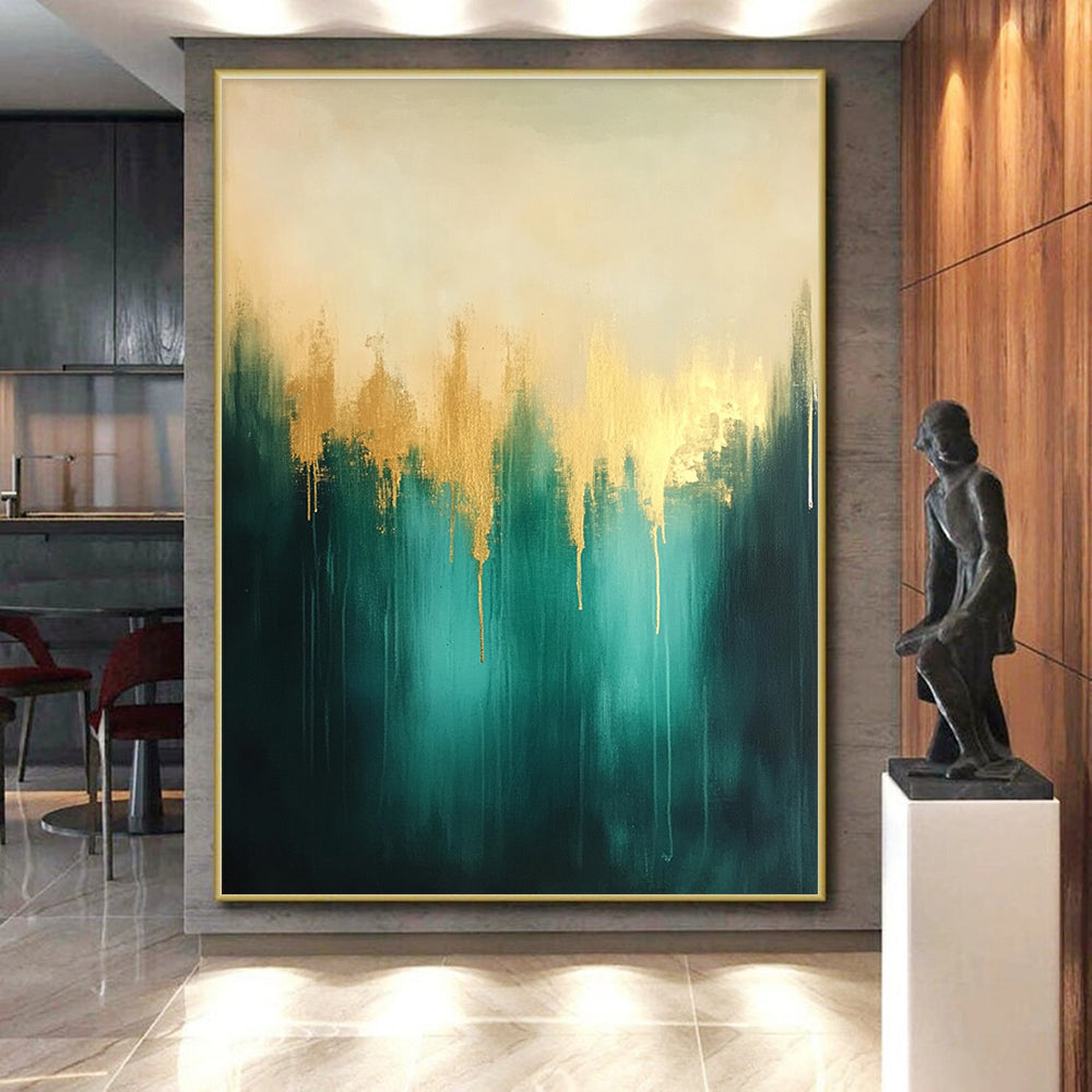 Blue Green Gold Abstract Painting with Ethereal Beauty WINK551