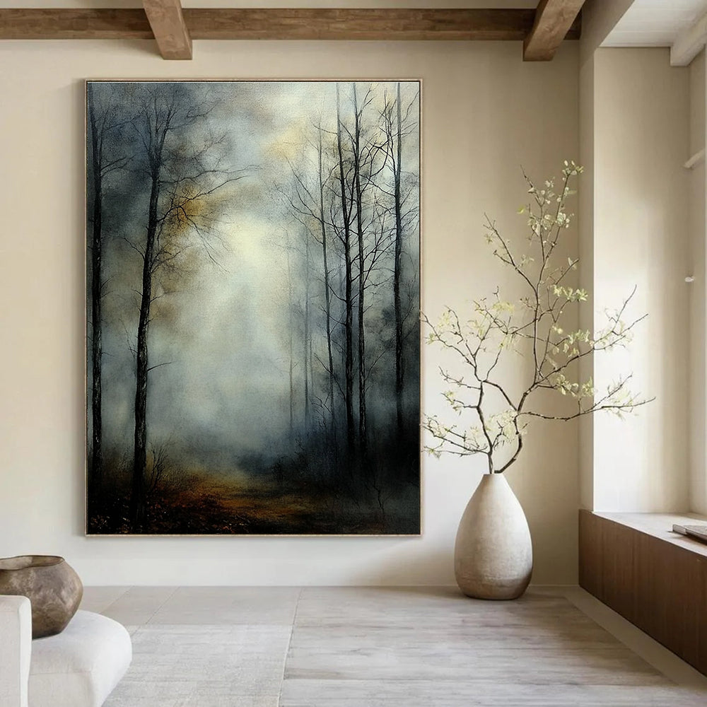 Misty Forest Path Abstract Painting for Rustic Cabin Studies GAB1345