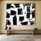 Black Brushstrokes on White  Bold Minimalism ABS061