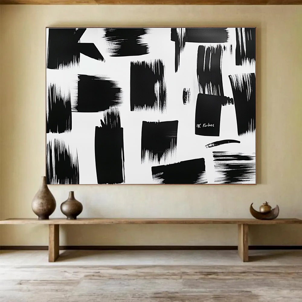 Black Brushstrokes on White  Bold Minimalism ABS061