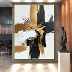 Gold - Black Abstract Burst Painting with Dynamic Opulence WINK366