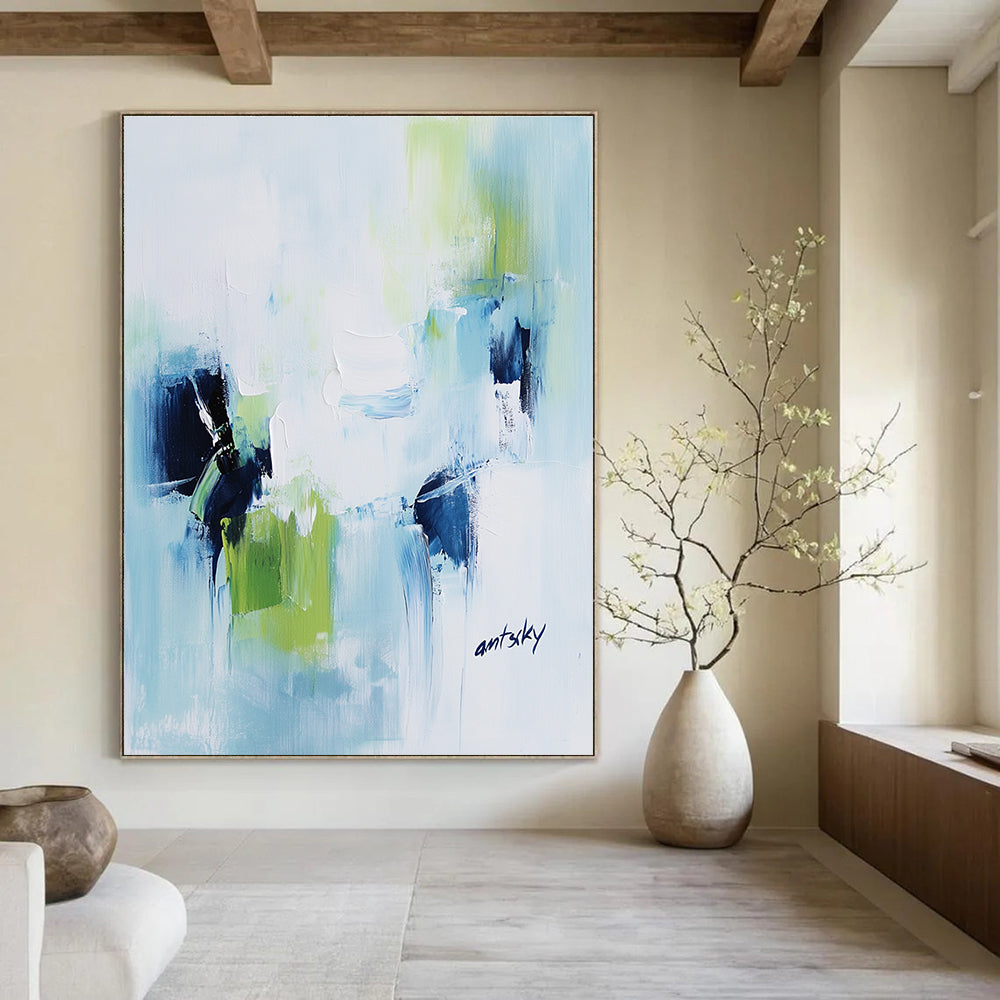Cool Tones Abstract Painting for Minimalist Spa Retreats GAB1244