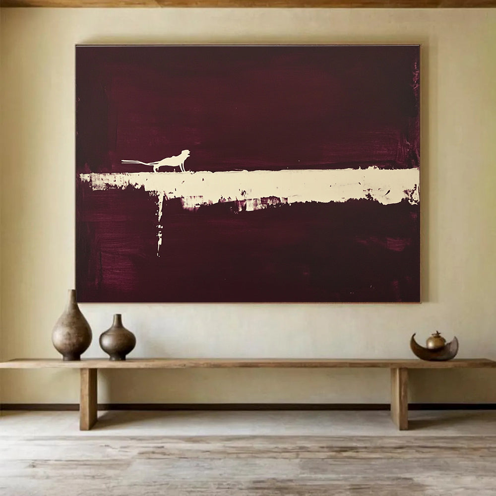 Silhouette on Purple Abstract Painting with a Mysterious Vibe ABS254